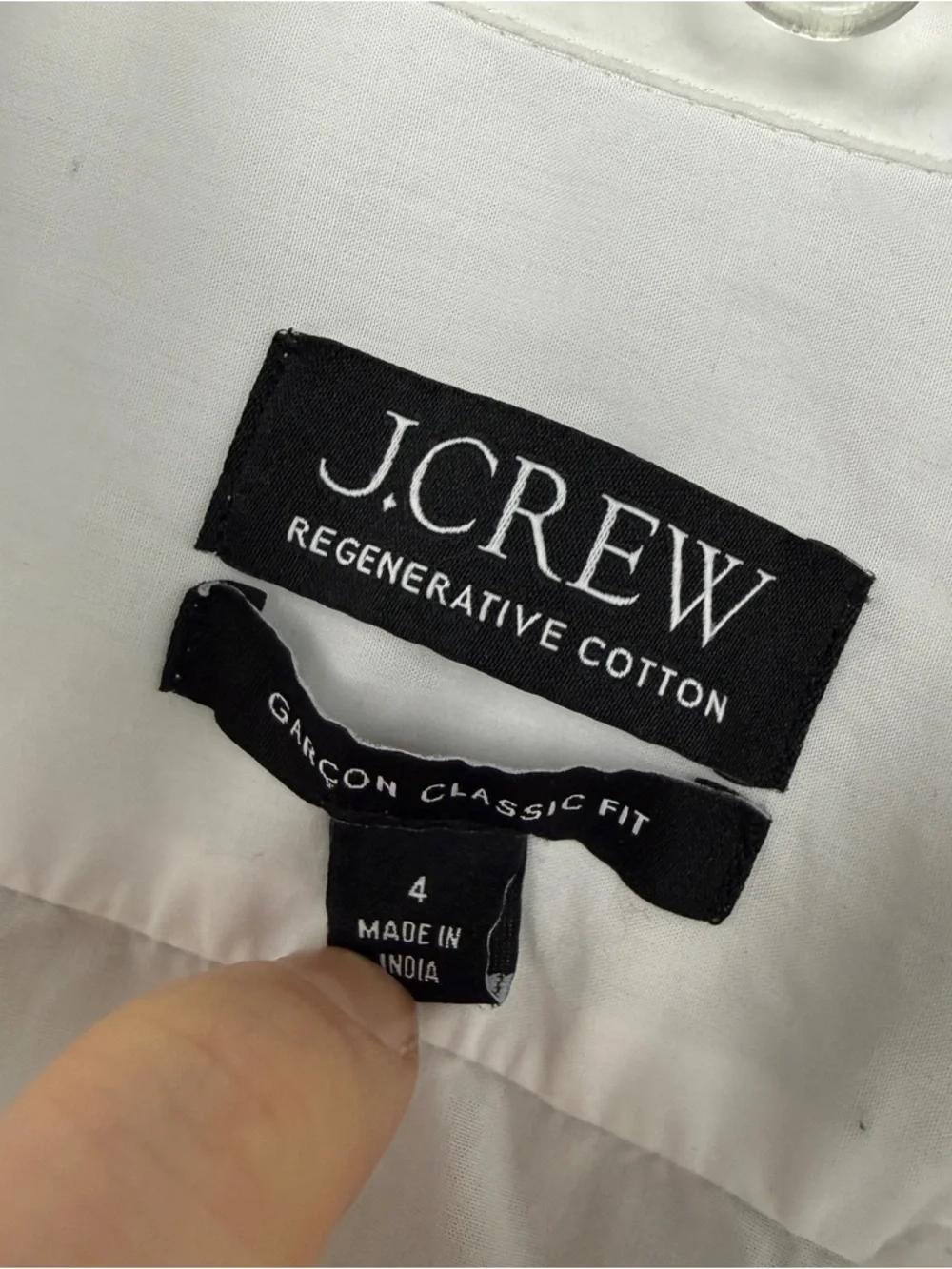 J Crew 2024 Garçon White Regenerative Cotton Button Shirt